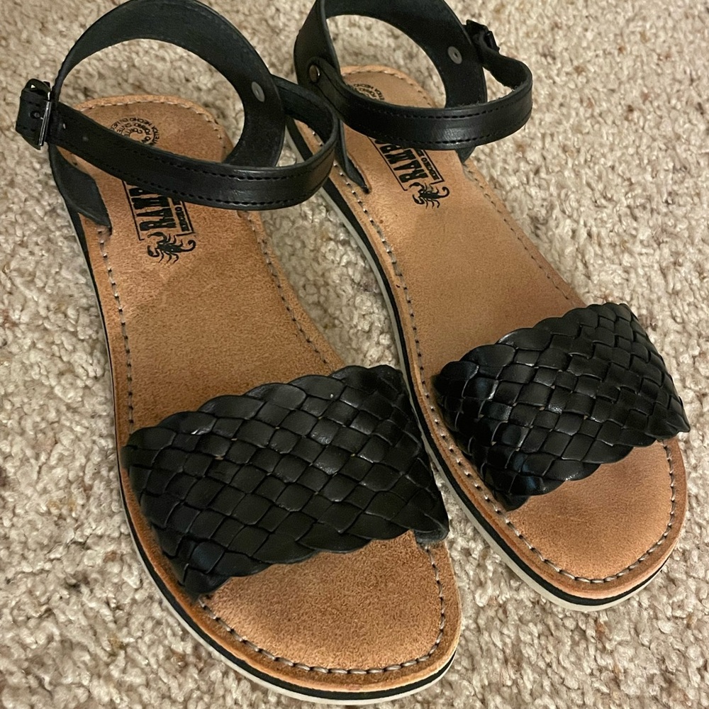 Black Leather Sandals - Made in Mexico!